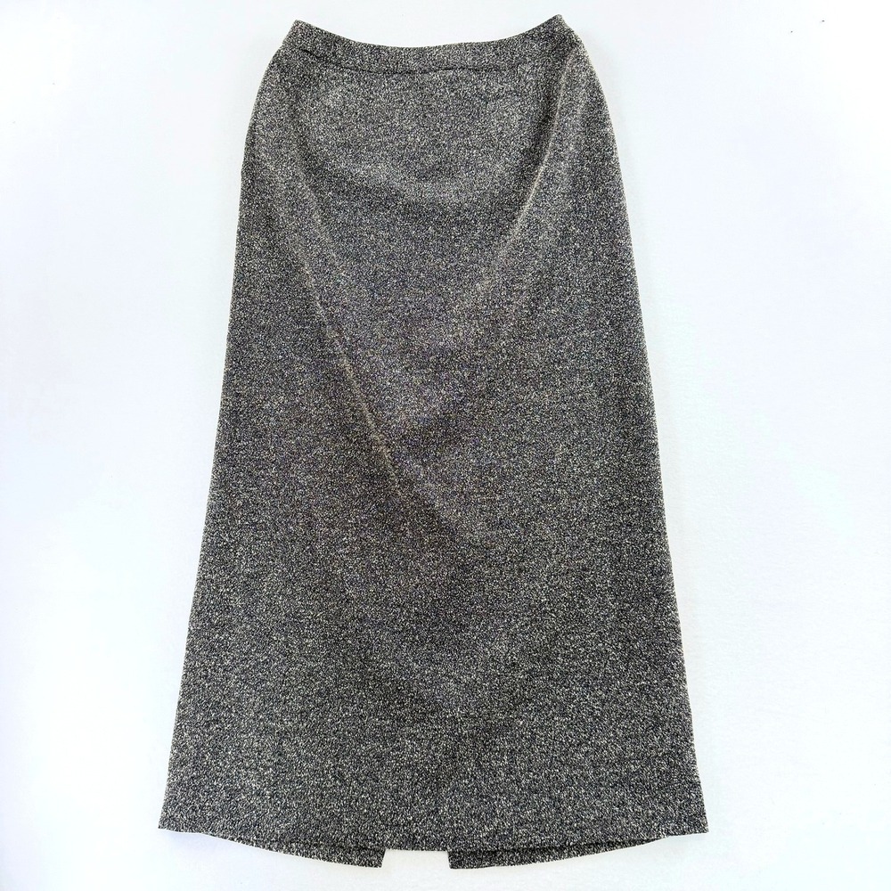 Jessica Holbrook Vintage 90s Grey Tweed Maxi Skirt High Waist Made in USA Size 8